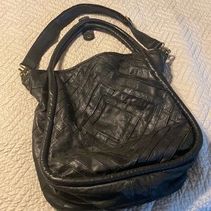 Real Leather Black Tote Luxury Bag.